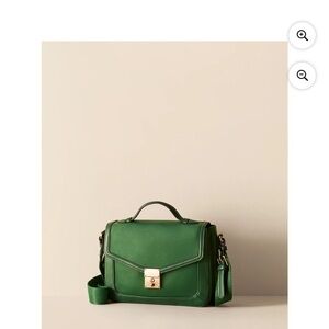 Time and Tru Green Top-Handle Crossbody with Gold Lock